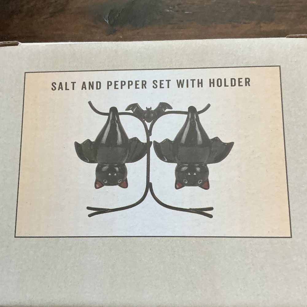 Bat Salt and Pepper set with holder